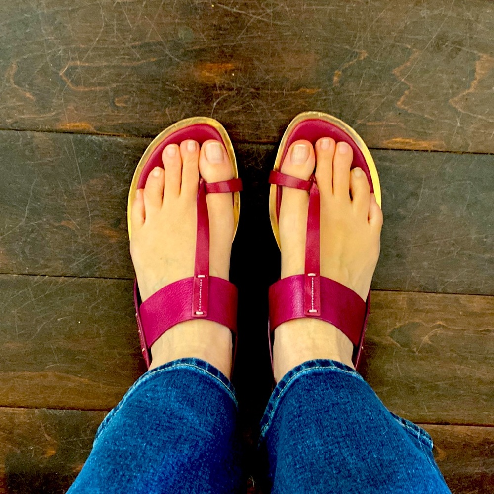 Cole Haan leather sandals, copper trim